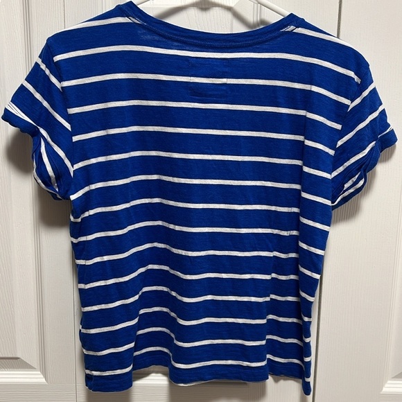 Women’s Hollister Blue & White Striped T-Shirt Size Large - Picture 2 of 3